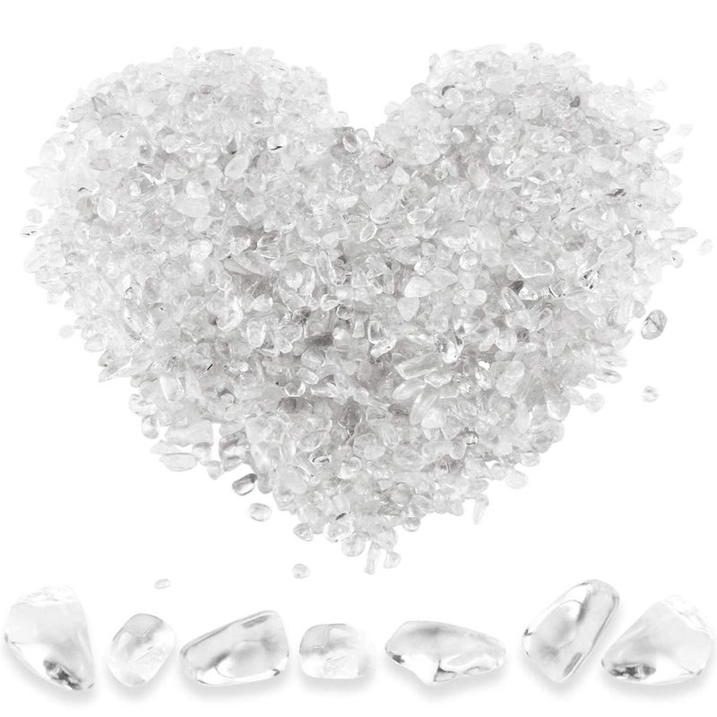 Twdrer 2lb/950g Small Natural White Clear Irregular Shaped Crystal Quartz Rock Tumbled Chips Crushed Stone Healing Reiki Crystal Gemstones for Garden Aquarium Vases Plants Decoration - Image 1